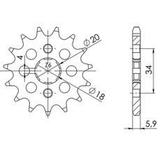 PASS SPROCKET 428 - Z 14 TEETH