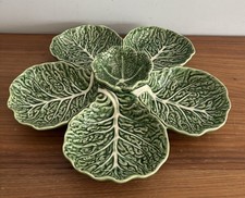 Bordallo Pinheiro 5 Section Cabbage Serving Plate 38cm Platter Dip Green Vintage