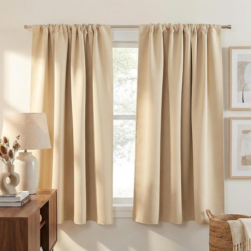 Beige short thermal curtains - short,