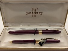 Sheaffer Statesman Burgundy Snorkel Fountain Pen & Pencil Stickered Restored