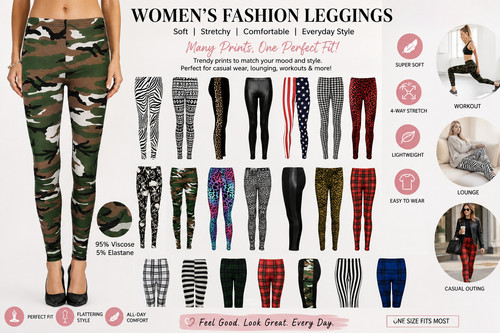 Ladies printed leggings - printed, full