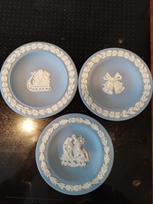 Wedgwood Blue Jasperware Christmas Pin Tray Dishes including Wallace Arnold