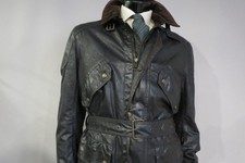 Burberry Brit Mens Belted Wax Cotton Moto Biker Motorcycle Jacket Size Large