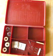 bernina sewing machine accessory case red + bobins needles tool