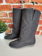 WOMENS HUSH PUPPIES UK 8 BLACK TEXTILE SHERPA LINED MID CALF LONG WINTER BOOTS