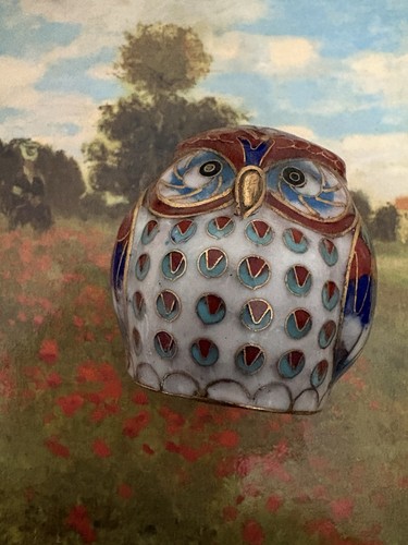 Cloisonné owl probably past - owl,
