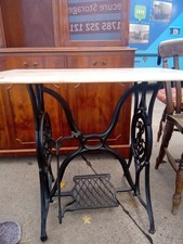 Vintage Desinge Table with Sawing Machine Base and Marble Top Made In England