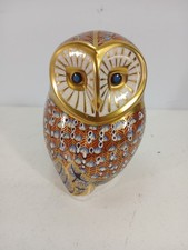 Royal Crown Derby Barn Owl Paperweight First Gold Stopper 2001 VGC