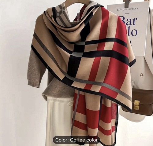Block striped scarf faux - block,