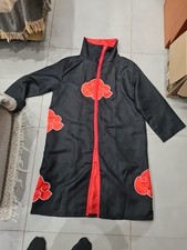 Naruto Akatsuki Cosplay Overcoat Jacket Robe Red Black Anime Adult Size XL 