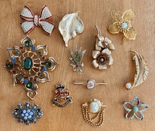 Job Lot 12 Fashion Jewellery Brooches..Exact Lot As Shown