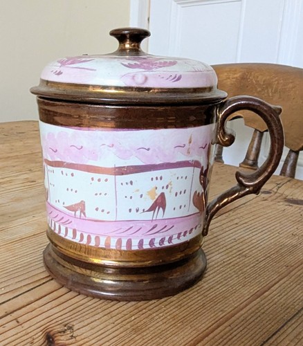 Unusual antique copper tankard - antique,