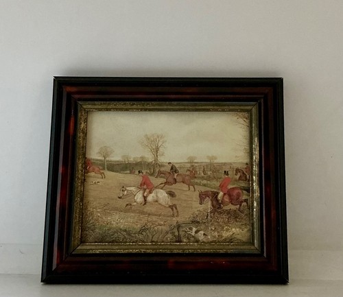 Framed hunting scene print - scene,