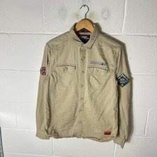 Superdry Shirt Mens Large Beige Tan The Rookie Edition Military Overshirt Safari