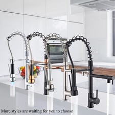 Modern Mono Pull Out Twin Kitchen Mixer Tap Sink Dual Spout Spray Single Lever