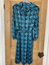 Vintage Eastex Shirt Dress Long Sleeves Belted Padded Shoulder Size 10 Green 