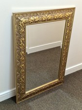 Vintage Large Gilt Ornate Wall Bevelled Mirror Gold Carved Wooden Frame 87x61cm