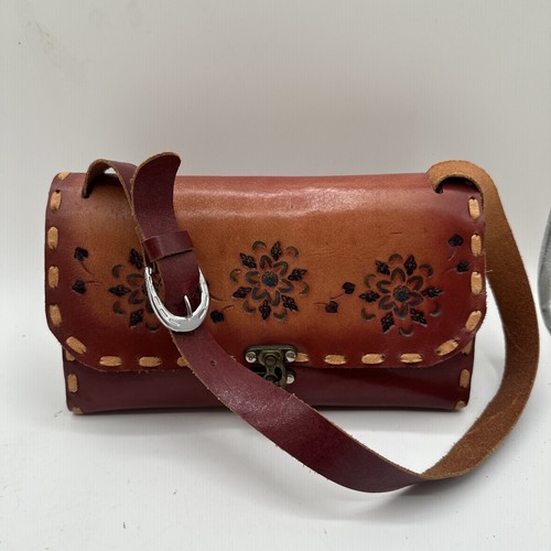 Tooled leather shoulder bag - tooled,