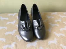 Hotter Donna womens mid heels Sz 5 EXF extra fitting comfort shoes silver pewter