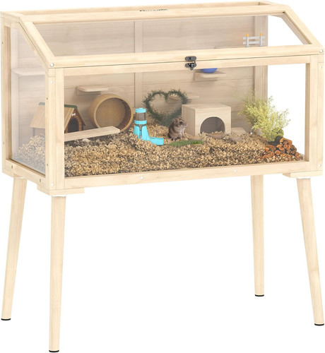 Wooden hamster cage with - hamster,