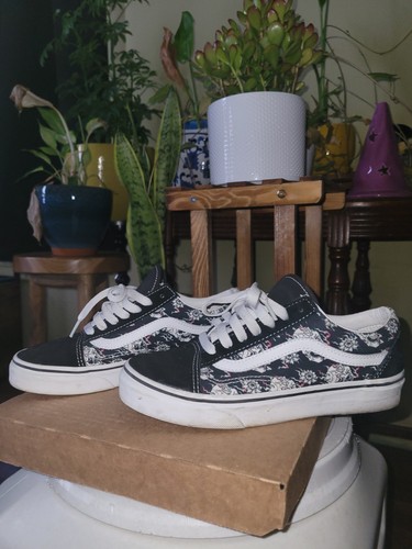 Black flaming skull - flaming, vans