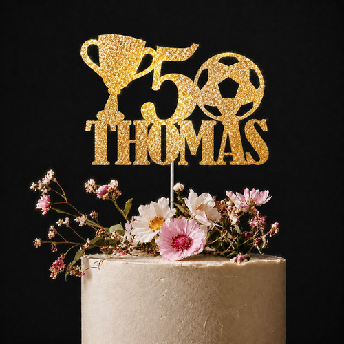 Football cake topper happy - topper,