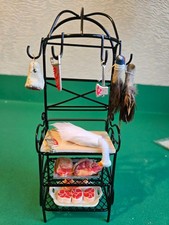 doll house furniture kitchen metal meat preparation bench all included 1.12th