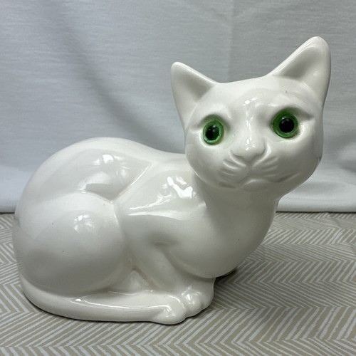 Vintage white ceramic cat - vintage,