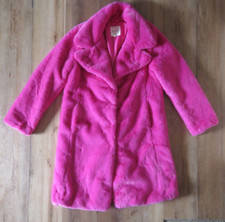 Ave Les Filles Anthropologie Hot Pink Faux Fur Rave Jacket Coat Notch Lapel Sz M