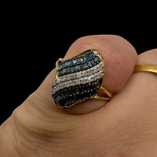 10ct/9ct Gold Tourmaline & Diamond Wave Ring –Hallmarked, Natural, Modern Design