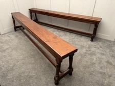 Antique Pair French Fruit Wood Benches Stools Strong And Sturdy Dining Seating