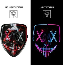 Halloween LED Glow Scary Mask Light Up Purge Rave Cosplay Masks Costume Party UK
