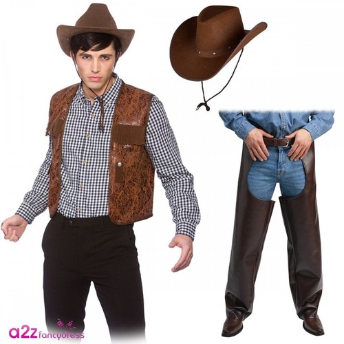 Mens cowboy chaps brown - mens,