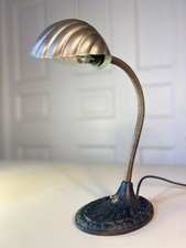 Original Art Deco Flexible Goose Neck Clam Shell Shade Desk Table Lamp