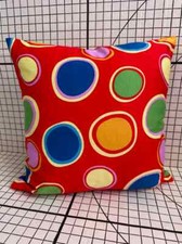 Decorative Handmade Pillow Cushion Cover 16”  18” Round Circles Red Poppy Pretty