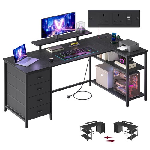 Shaped corner desk with - l,