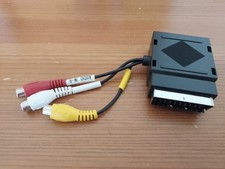 Through Scart Adapter With m-f Scart Sockets and 3 X Phono Sockets On Fly Lead