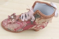 Vintage Retro Ceramic Boot Paisley Cover Georgian Style Dressing Table Storage 