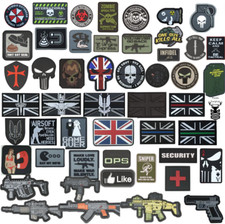 Tactical Airsoft Patch Hook & Loop PVC Badge Morale Paintball Zombie Sticky UK
