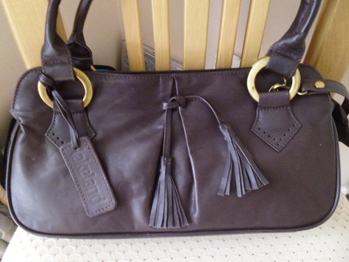 Brown leather handbag - brown,