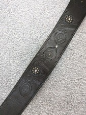 Ted Baker Tooled Leather Belt M Womens Wide Waist Black 28-32" Y2K Stud Embossed