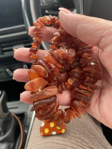 Raw amber vintage necklace - amber,