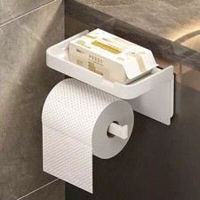 Roll Holder Bathroom Toilet Paper Wall-Mounted With Mobile Phone Storage Shelf