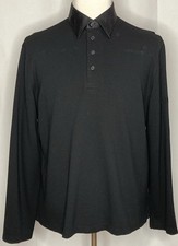 Chanel Property Polo Shirt Mens Large Collared LongSleeve Not For Resale Black
