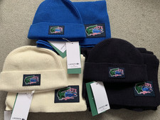 Lacoste Mens Wool Beanie & Scarf Set in various colours