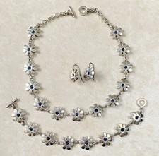 Silver flower jewellery set - ,