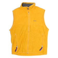 PATAGONIA Mens Yellow Sleeveless Fleece Jacket M Cotton Outdoor Zip Pockets