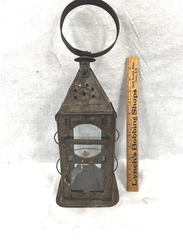 Antique tin candle lantern - antique,