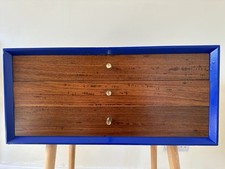 Mid-century Teak 3 Drawer Upcycled Chest Side Cabinet Bedside Table