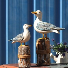 2Pcs Wooden Seagull Figurines